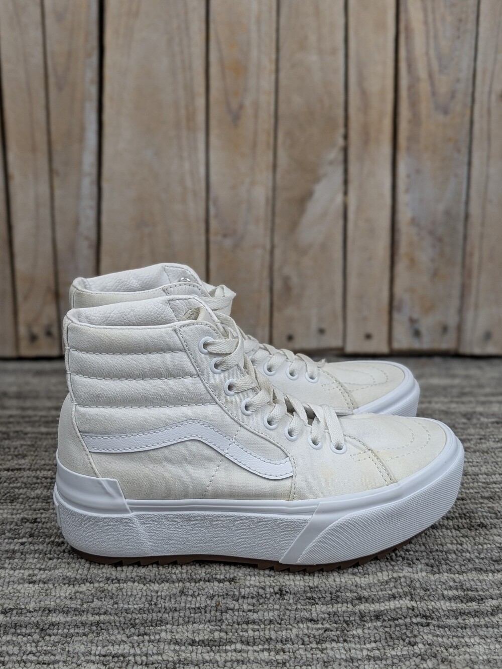 Vans: High Top Old Skool Platform - White Canvas - Size 5/6.5
